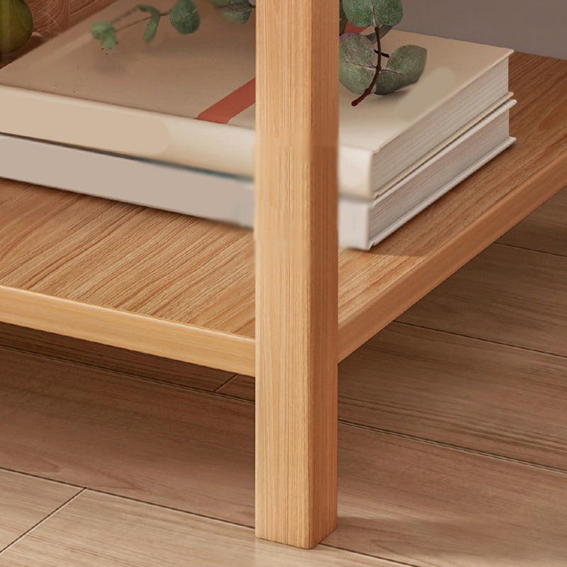 Square Wooden 4 Legs Side Table 1-Drawer End Table with Shelf