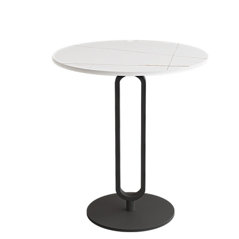 21.7 inch Tall Pedestal End Table Black/White Round Side End Table