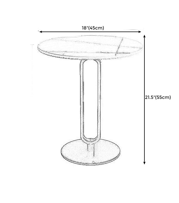 21.7 inch Tall Pedestal End Table Black/White Round Side End Table