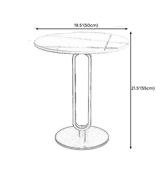 21.7 inch Tall Pedestal End Table Black/White Round Side End Table