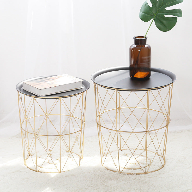 Modern Style Cocktail Table Metal White/black Tray Top Round Coffee Table