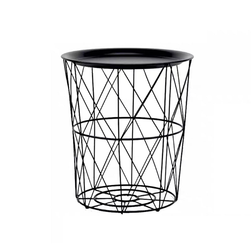 Modern Style Cocktail Table Metal White/black Tray Top Round Coffee Table