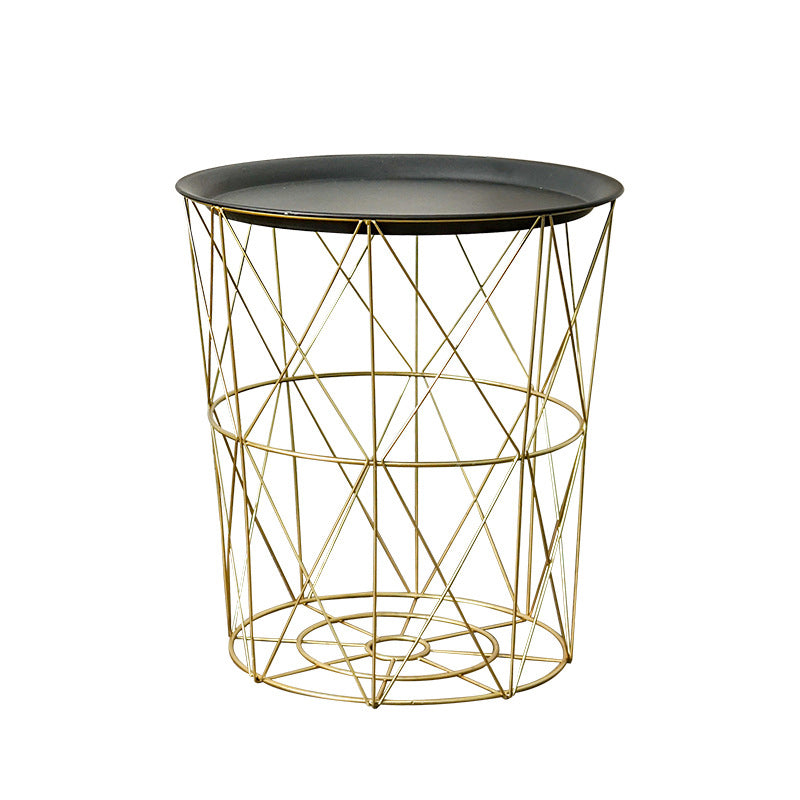 Modern Style Cocktail Table Metal White/black Tray Top Round Coffee Table