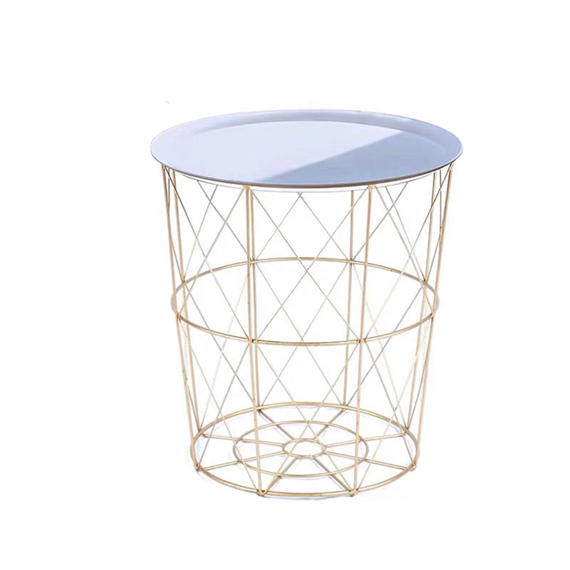 Modern Style Cocktail Table Metal White/black Tray Top Round Coffee Table