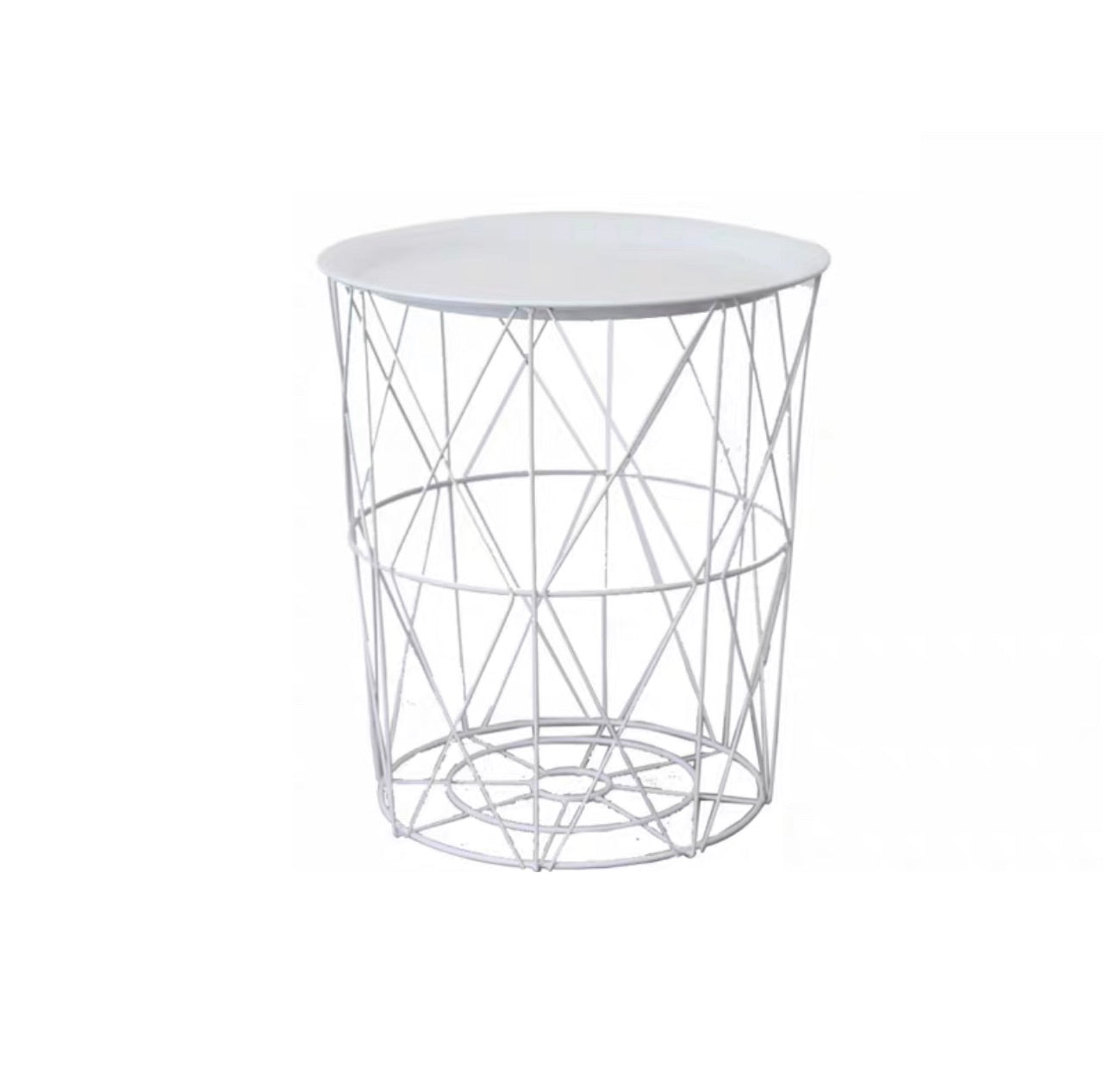 Modern Style Cocktail Table Metal White/black Tray Top Round Coffee Table