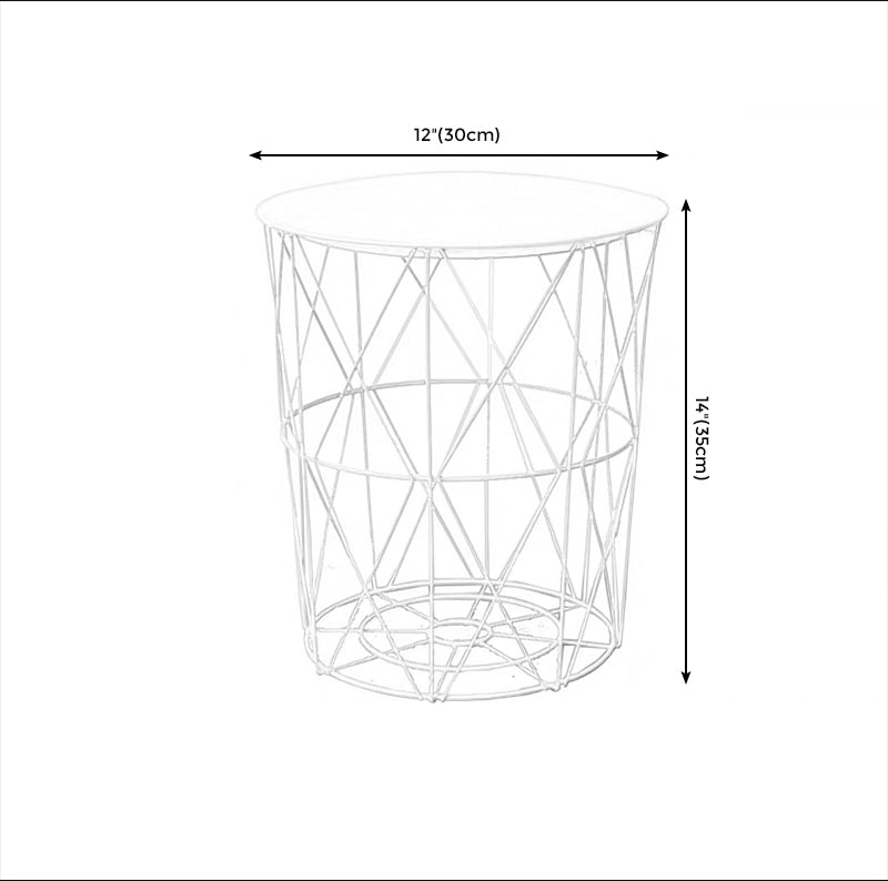 Modern Style Cocktail Table Metal White/black Tray Top Round Coffee Table