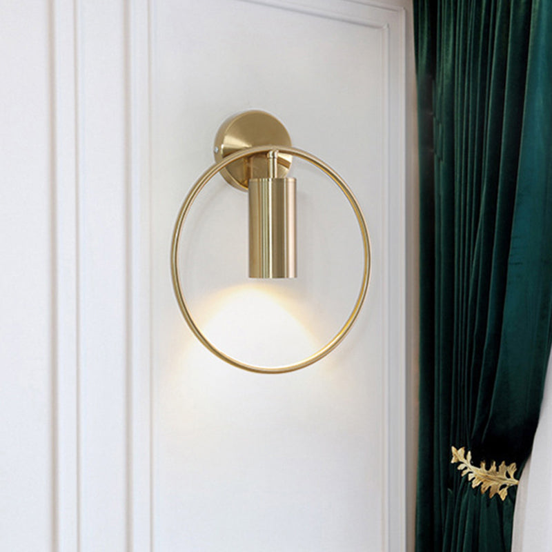 11"/15" H Metal Gold Wall Mount Lighting Round 1 Bulb Vintage Flush Wall Sconce in Warm/White/Natural Light