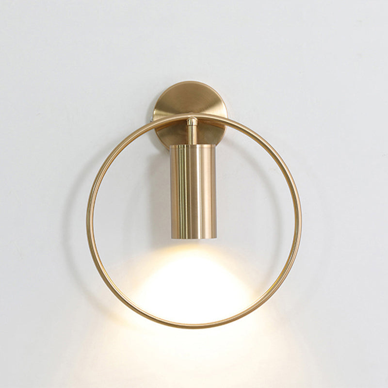 11"/15" H Metal Gold Wall Mount Lighting Round 1 Bulb Vintage Flush Wall Sconce in Warm/White/Natural Light