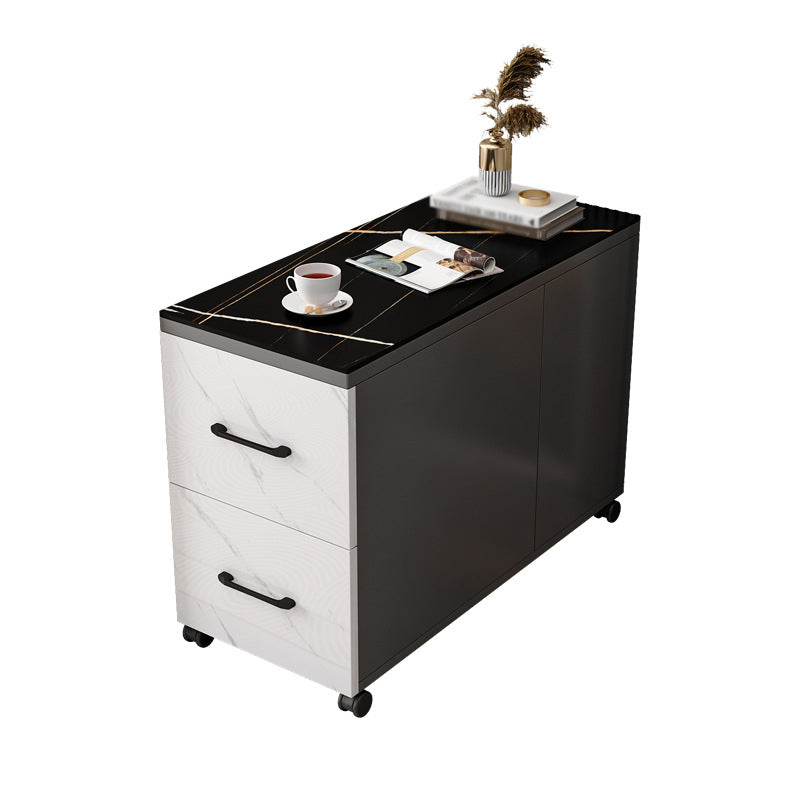 Contemporary 1-Door 2-Drawer Side Table with Casters - 24.4" H