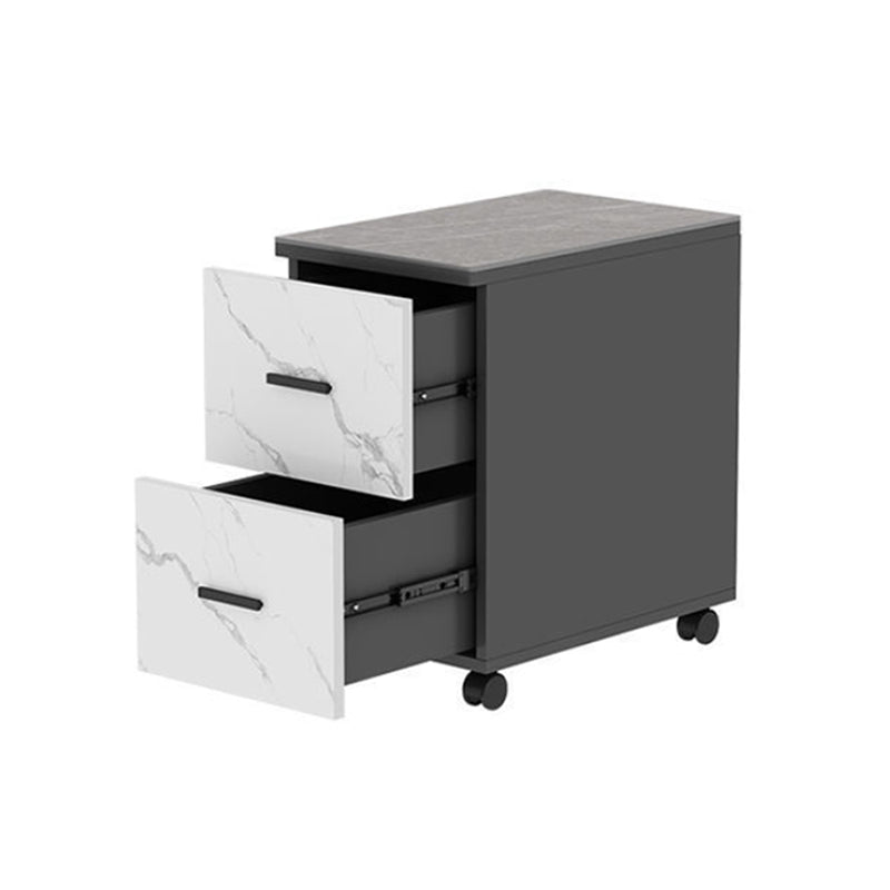Contemporary 1-Door 2-Drawer Side Table with Casters - 24.4" H
