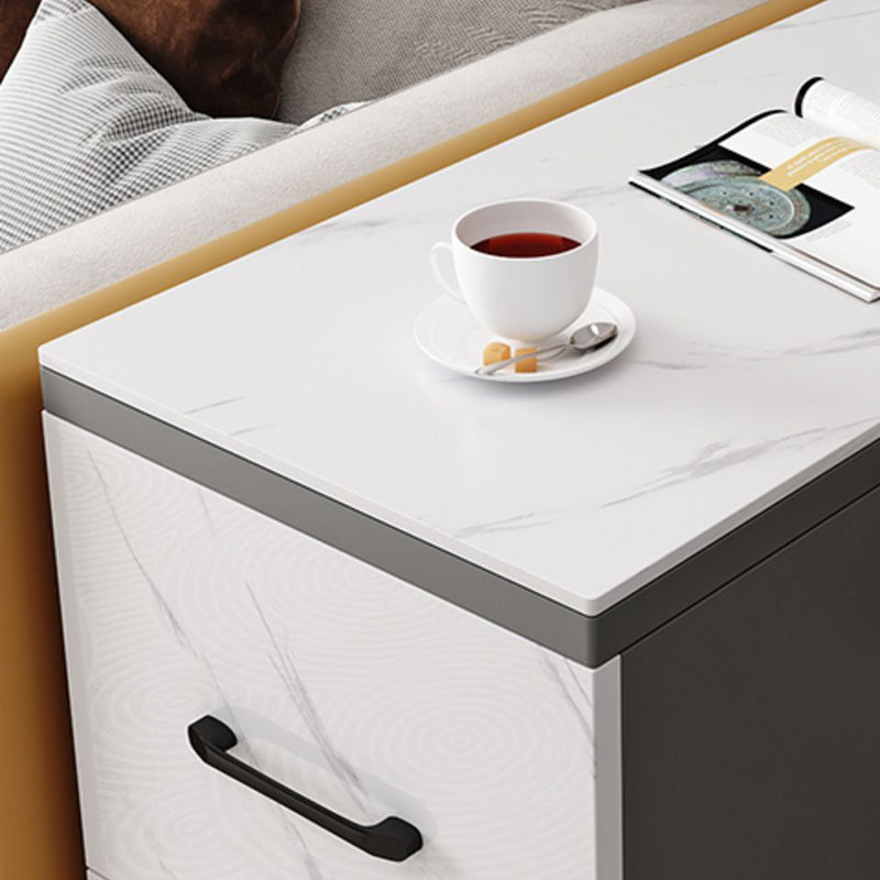 Contemporary 1-Door 2-Drawer Side Table with Casters - 24.4" H