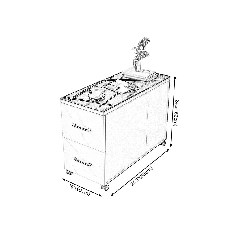 Contemporary 1-Door 2-Drawer Side Table with Casters - 24.4" H