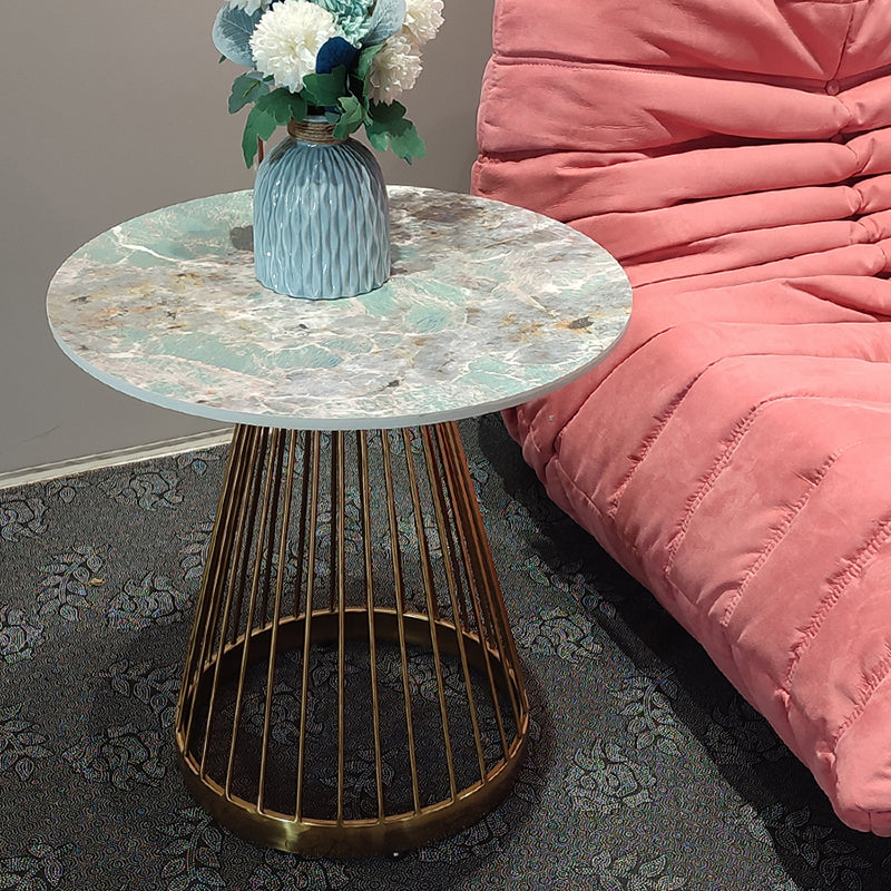 Modern Round Stone End Table Dia 17.7"/19.7" Frame Side Table