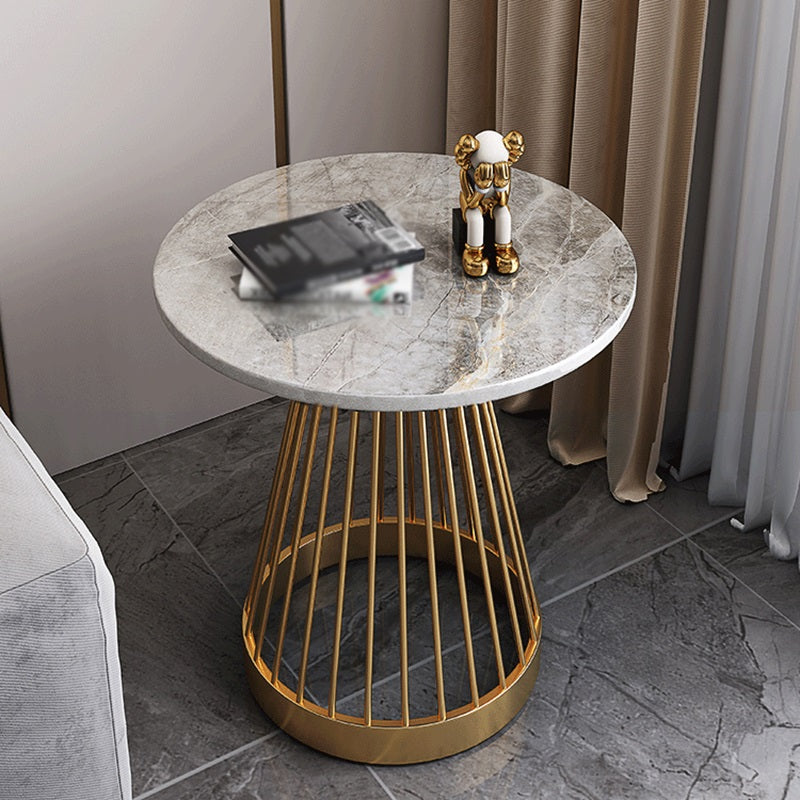 Modern Round Stone End Table Dia 17.7"/19.7" Frame Side Table
