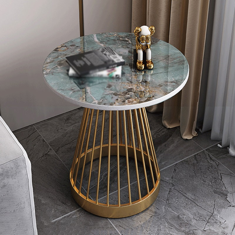 Modern Round Stone End Table Dia 17.7"/19.7" Frame Side Table