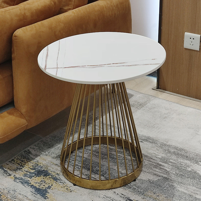 Modern Round Stone End Table Dia 17.7"/19.7" Frame Side Table