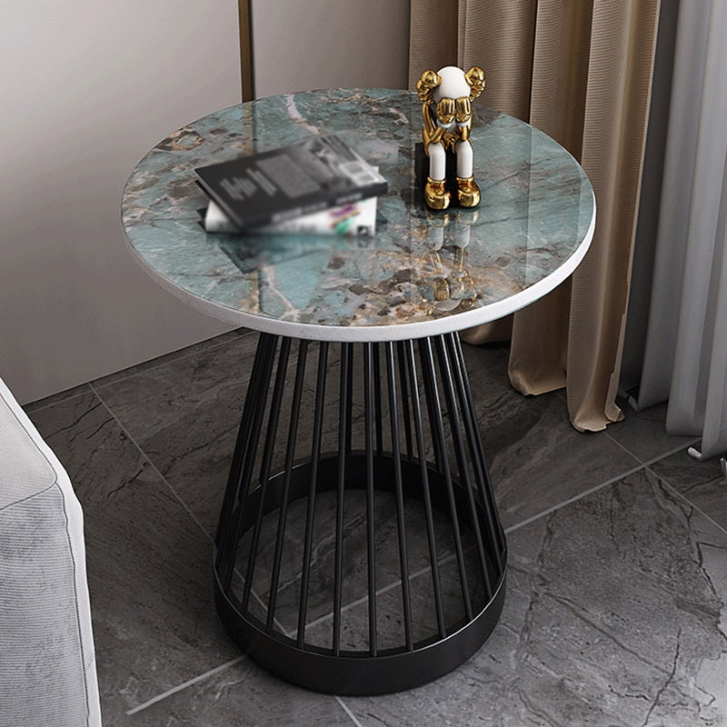 Modern Round Stone End Table Dia 17.7"/19.7" Frame Side Table
