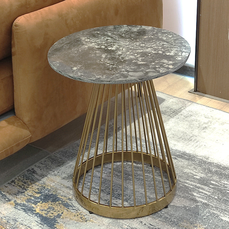 Modern Round Stone End Table Dia 17.7"/19.7" Frame Side Table