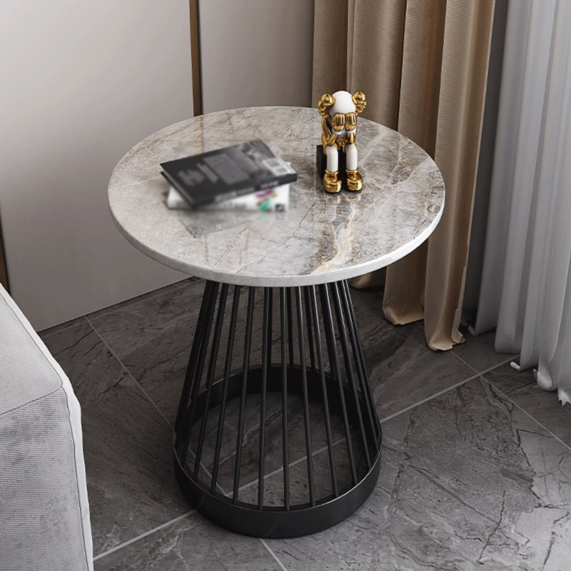 Modern Round Stone End Table Dia 17.7"/19.7" Frame Side Table