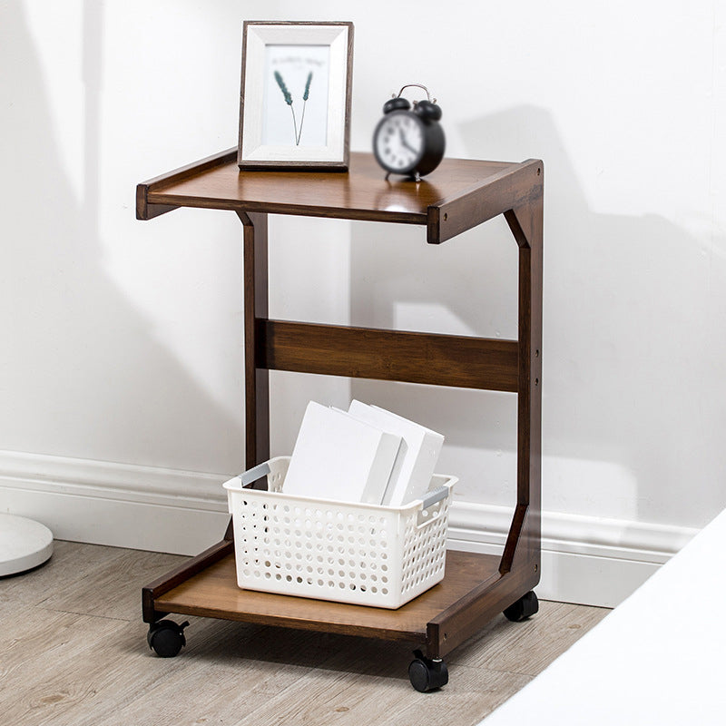 Walnut/Natural Wood End Table 24.8-In H Shelf Included Side Table with Casters