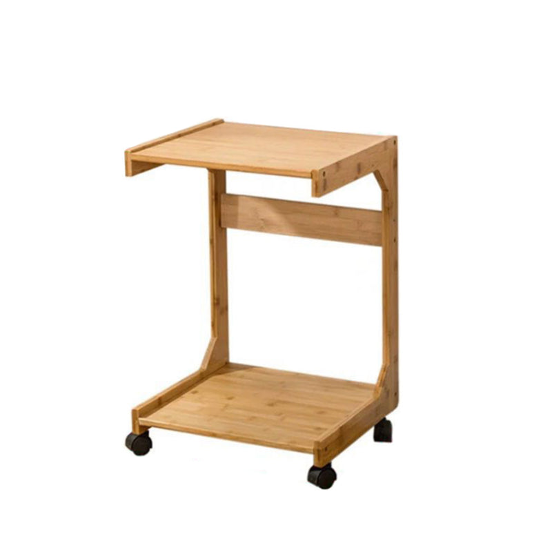 Walnut/Natural Wood End Table 24.8-In H Shelf Included Side Table with Casters