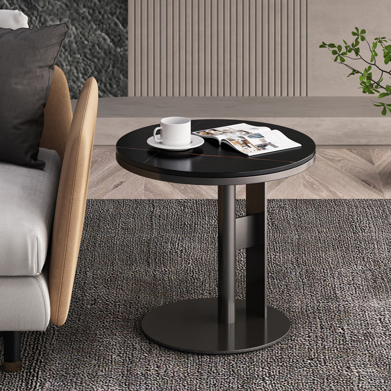 Modern Style Cocktail Table White/black/grey Slate Top Black Metal Base Coffee Table