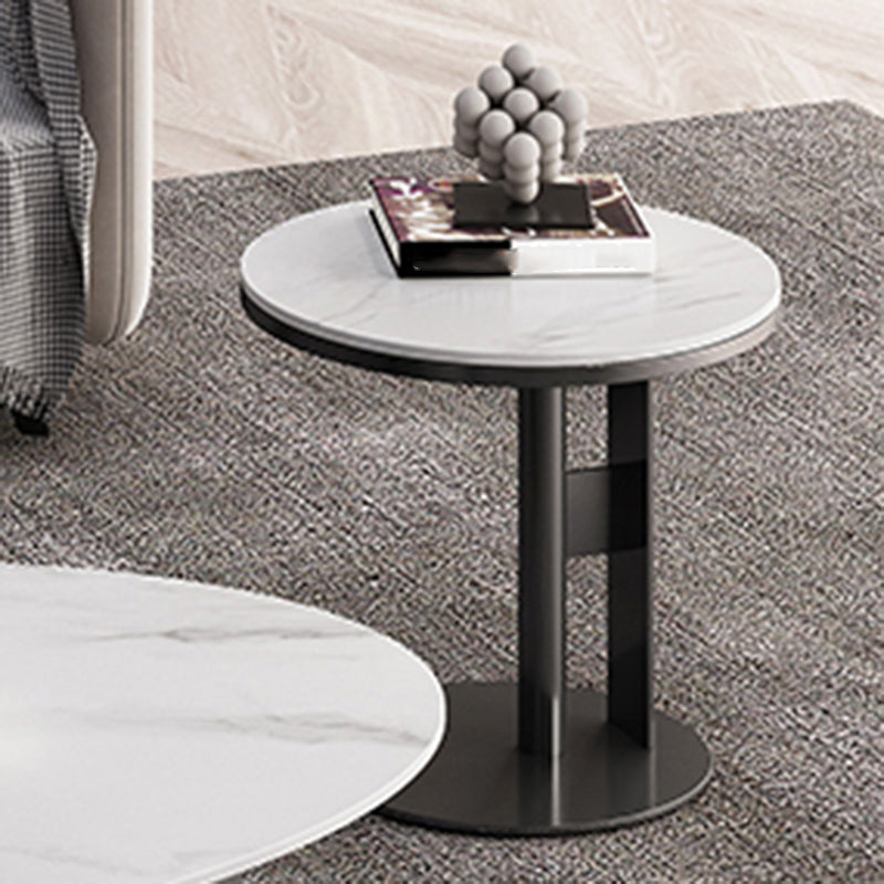 Modern Style Cocktail Table White/black/grey Slate Top Black Metal Base Coffee Table