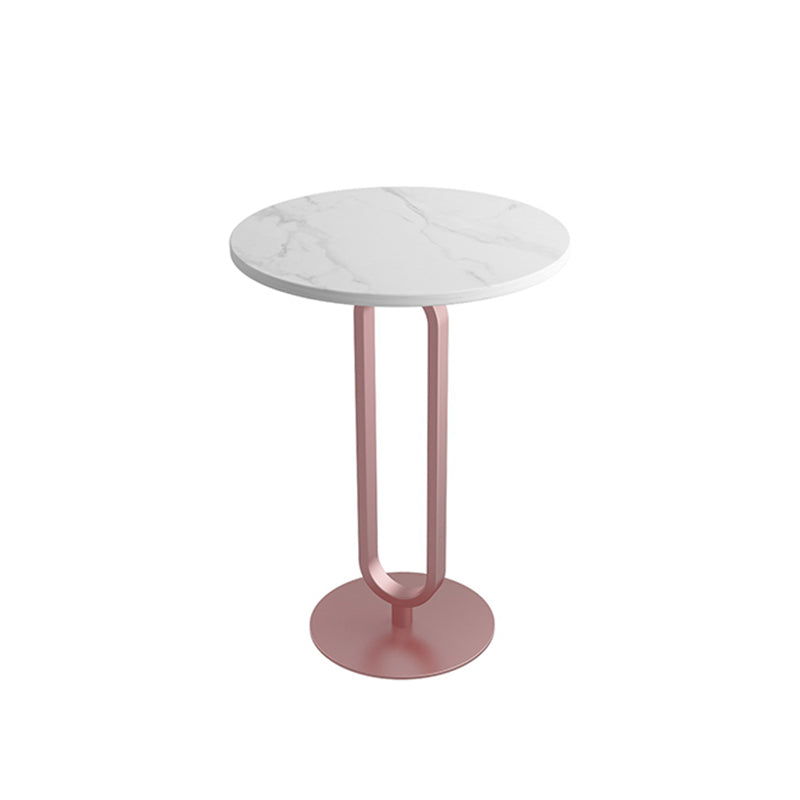 Dia 15.7"/19.7" Round Stone End Table Pedestal Side Table in White