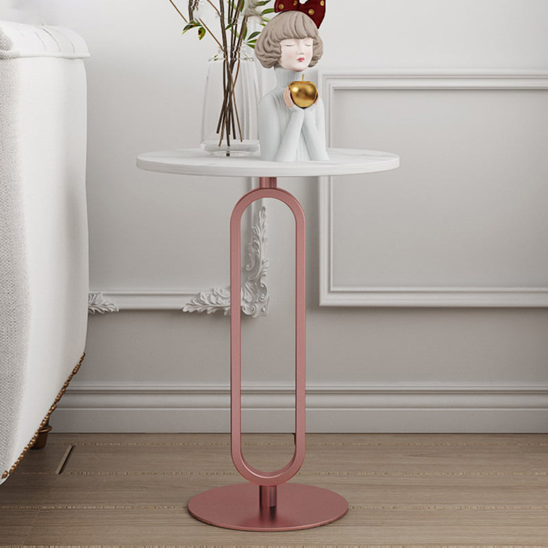 Dia 15.7"/19.7" Round Stone End Table Pedestal Side Table in White
