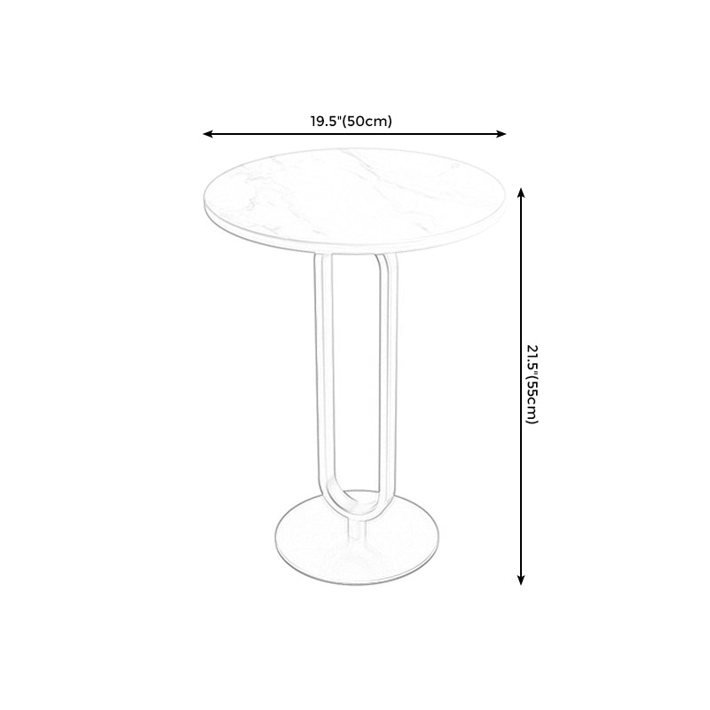 Dia 15.7"/19.7" Round Stone End Table Pedestal Side Table in White