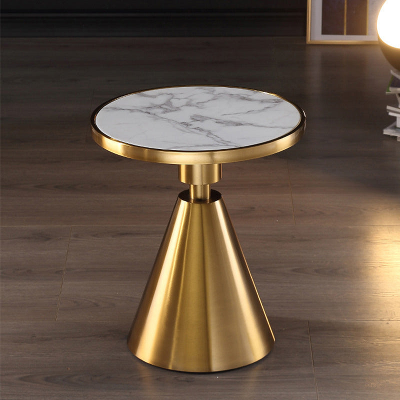 Pedestal Base Design Cocktail Table Marble Table Round Coffee Table with Metal Base