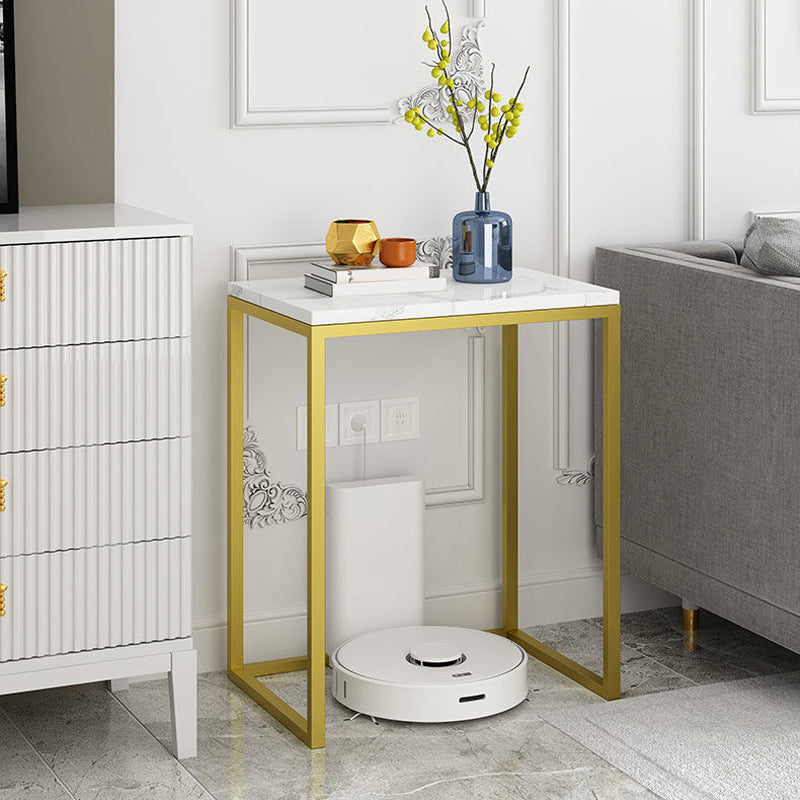 Frame Base Design Cocktail Table Slate Desktop Rectangular Coffee Table with Metal Base