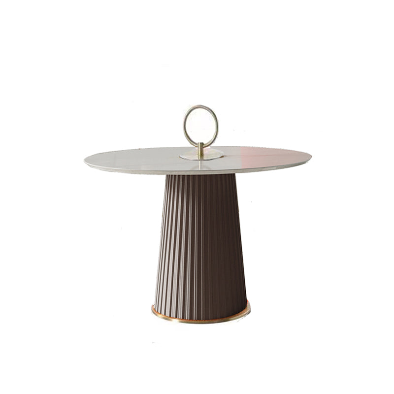 Modern Metal Cocktail Table Round Pedestal Coffee Table - White