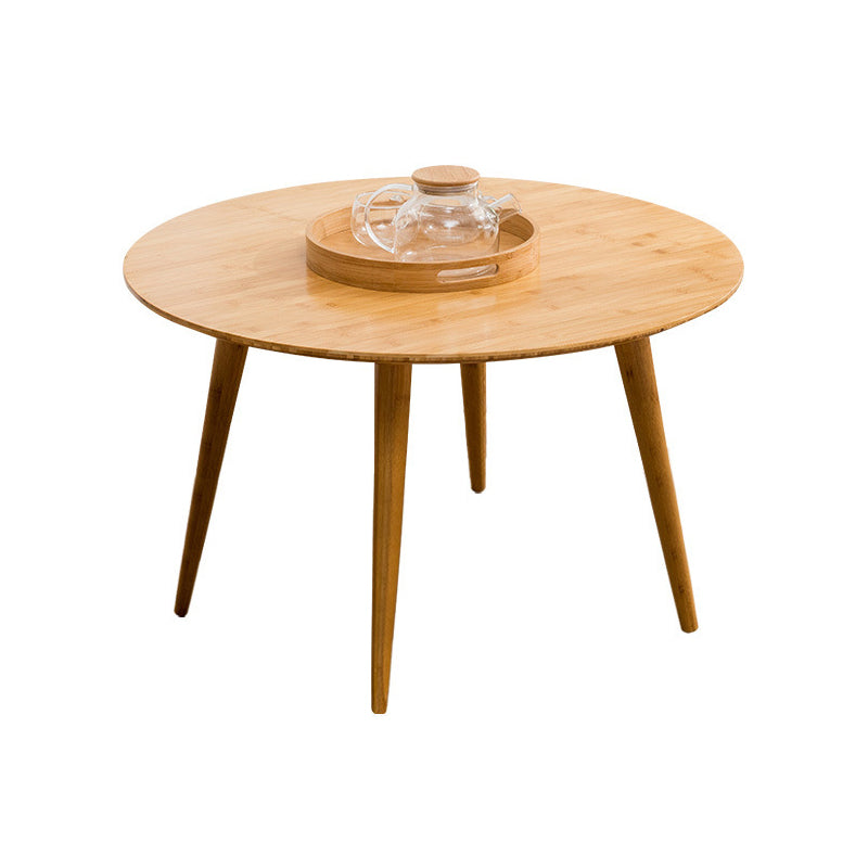 Round Wood Coffee Table Scandinavian 4 Legs Natural Cocktail Table