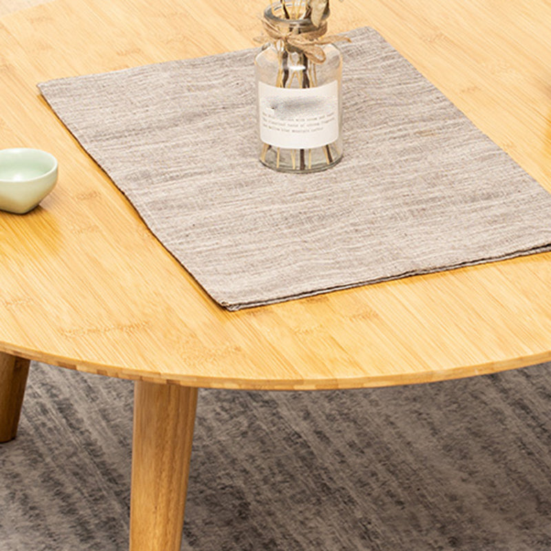 Round Wood Coffee Table Scandinavian 4 Legs Natural Cocktail Table
