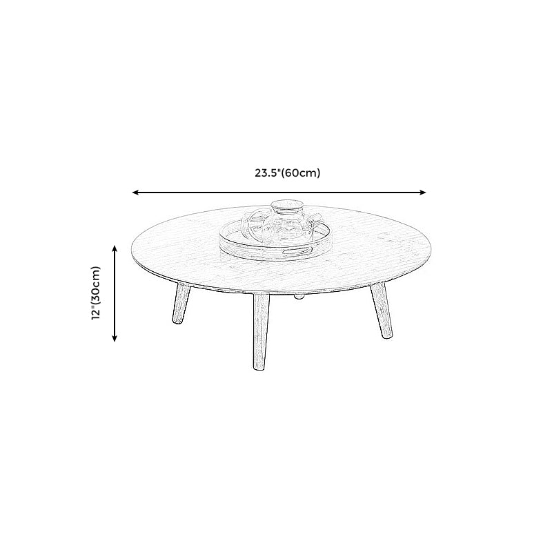 Round Wood Coffee Table Scandinavian 4 Legs Natural Cocktail Table