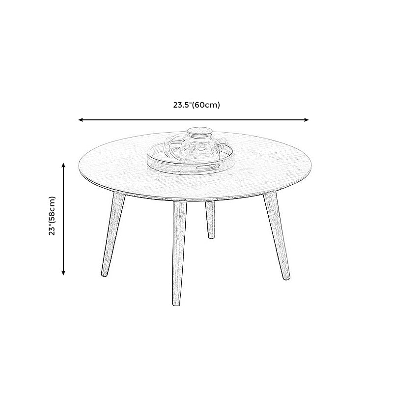 Round Wood Coffee Table Scandinavian 4 Legs Natural Cocktail Table