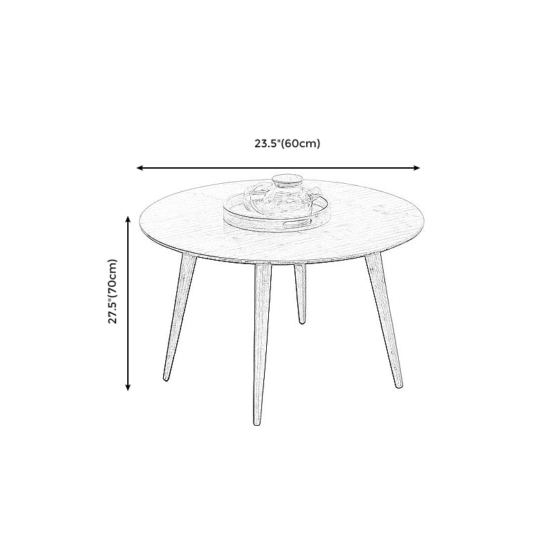 Round Wood Coffee Table Scandinavian 4 Legs Natural Cocktail Table