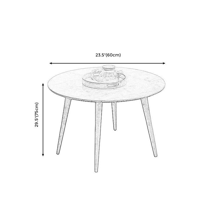 Round Wood Coffee Table Scandinavian 4 Legs Natural Cocktail Table