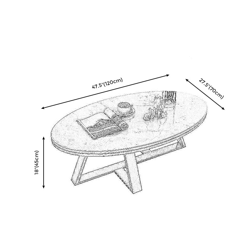 Modern Rectangular Slate 4 Legs Coffee Table White Champagne Cocktail Table