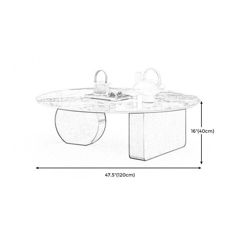 Marble  White Rectangular Coffee Table Modern Round Cocktail Table