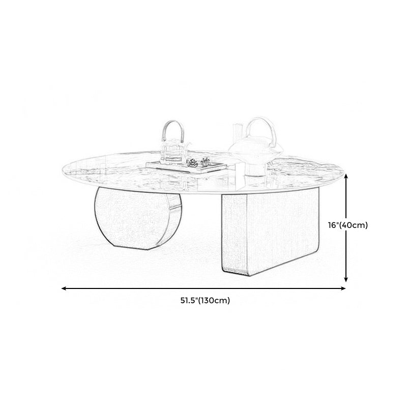 Marble  White Rectangular Coffee Table Modern Round Cocktail Table