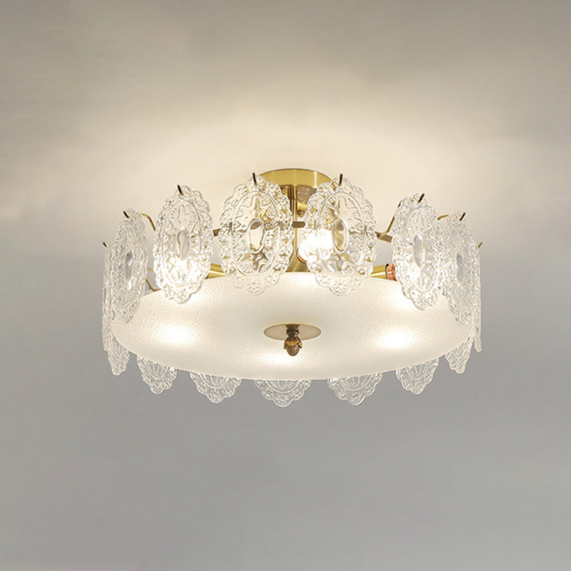 Multi Light Cylindrical Ceiling Lamp Modern Style Glass Ceiling Lighting for Living Room