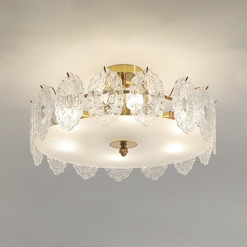 Multi Light Cylindrical Ceiling Lamp Modern Style Glass Ceiling Lighting for Living Room