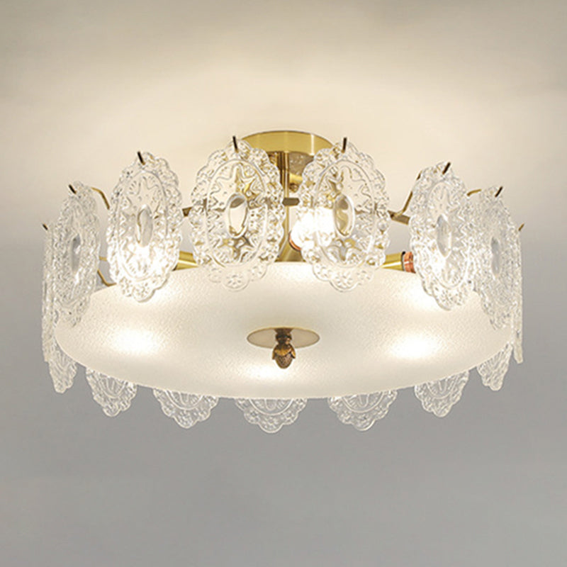 Multi Light Cylindrical Ceiling Lamp Modern Style Glass Ceiling Lighting for Living Room