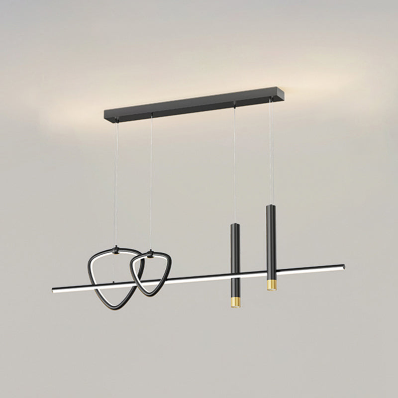Linear Shape Island Lighting Ideas Contemporary Style Metal Island Pendants in Black