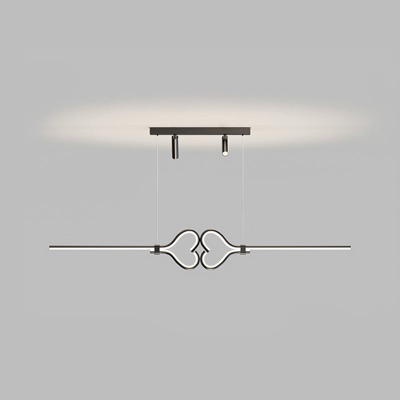 Linear Shape Island Lighting Ideas Contemporary Style Metal Island Pendants in Black