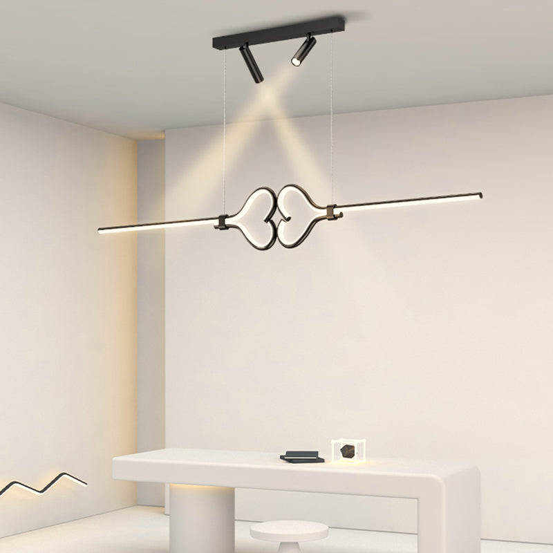Linear Shape Island Lighting Ideas Contemporary Style Metal Island Pendants in Black