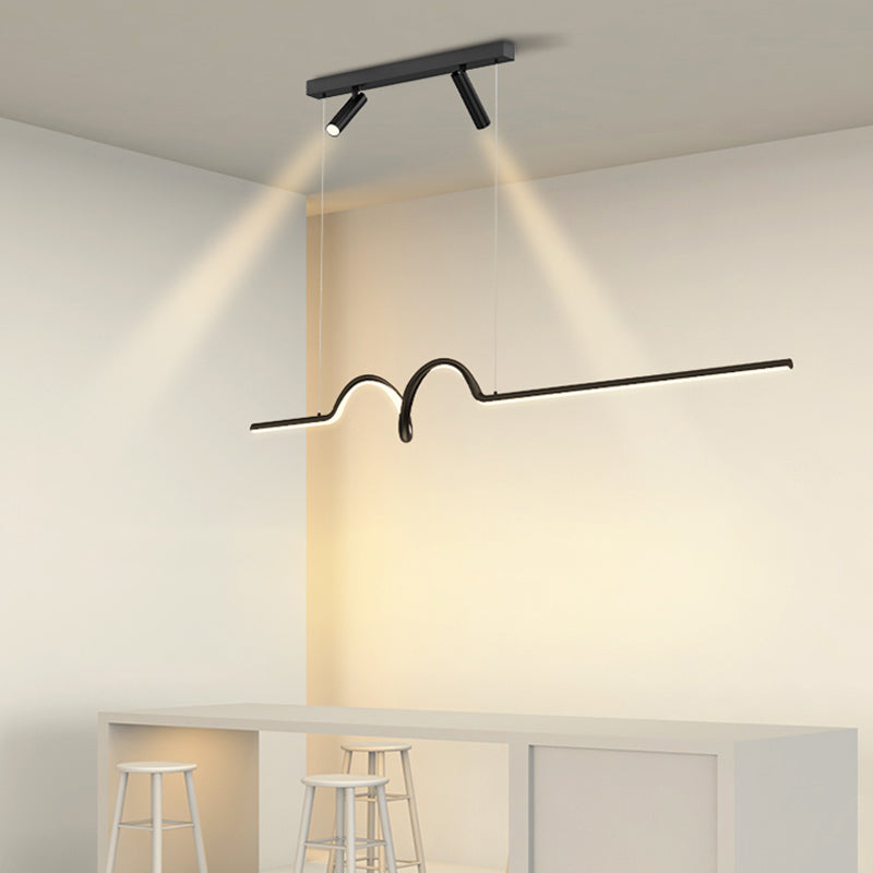 Linear Shape Island Lighting Ideas Contemporary Style Metal Island Pendants in Black
