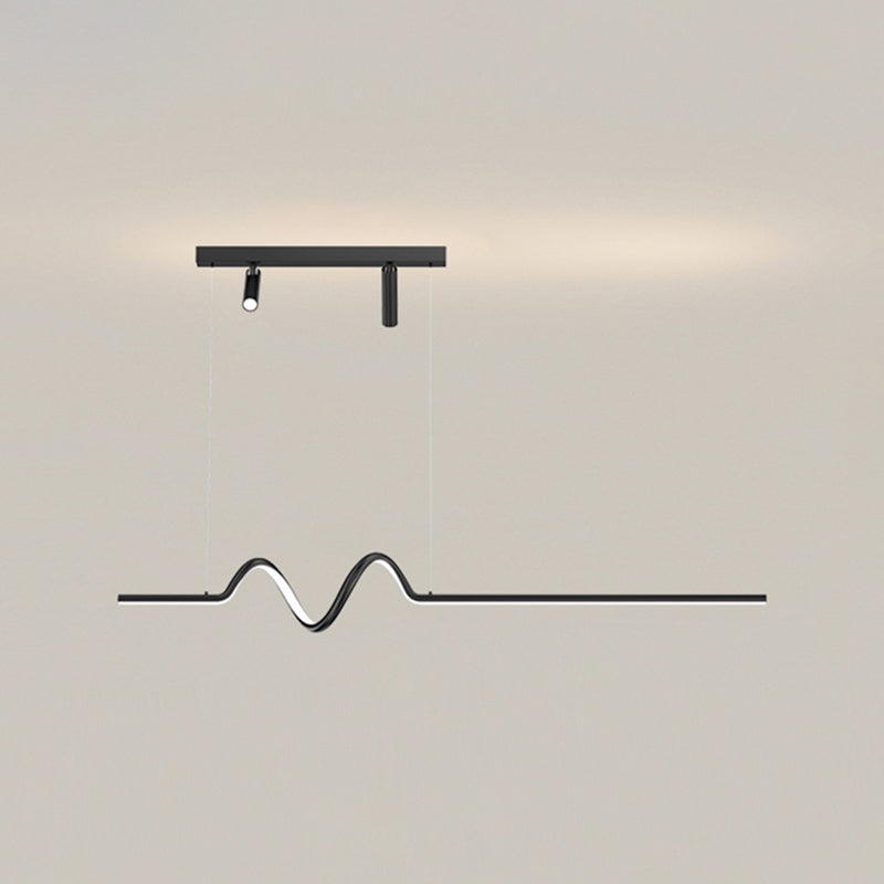 Linear Shape Island Lighting Ideas Contemporary Style Metal Island Pendants in Black